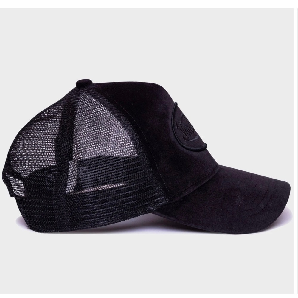 NEW Von Dutch Triple BLACK Velvet Patch Mesh Trucker SnapBack hat Cap Unisex Y2K - Picture 6 of 9